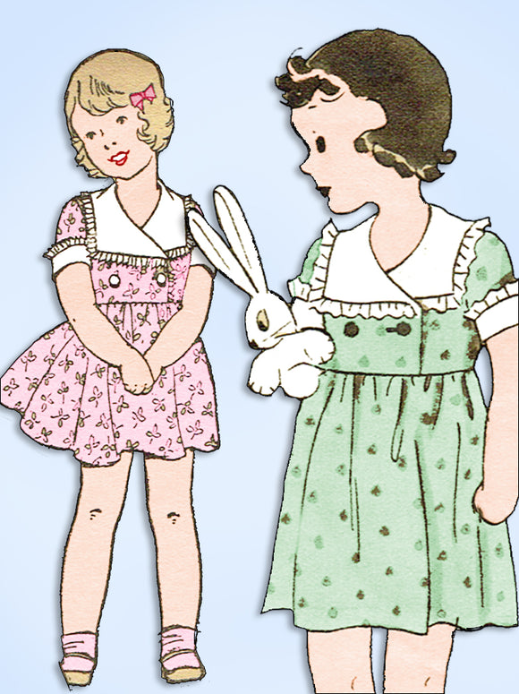 1930s Original Vintage Excella Pattern 3449 Uncut Toddler Girls Dress Size 5 24B