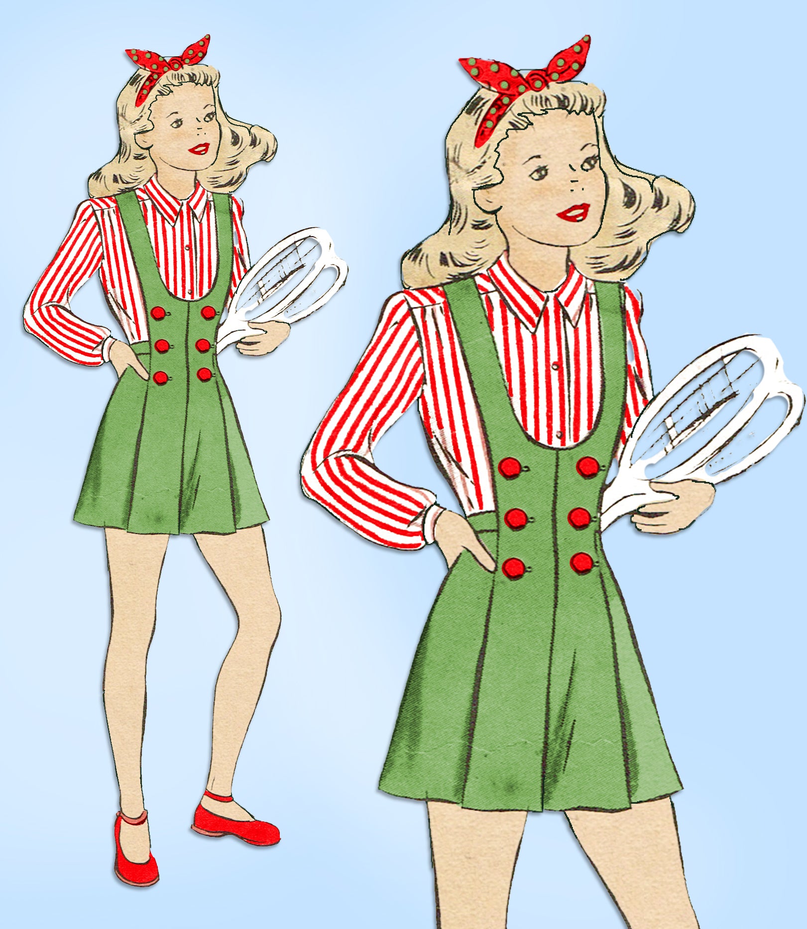 1940s Vintage Hollywood Pattern 1377 Little Girls Jumper Shorts Sz