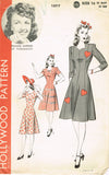 1940s Vintage Hollywood Startlet Sewing Pattern 1077 Uncut Princess Dress Sz 32B