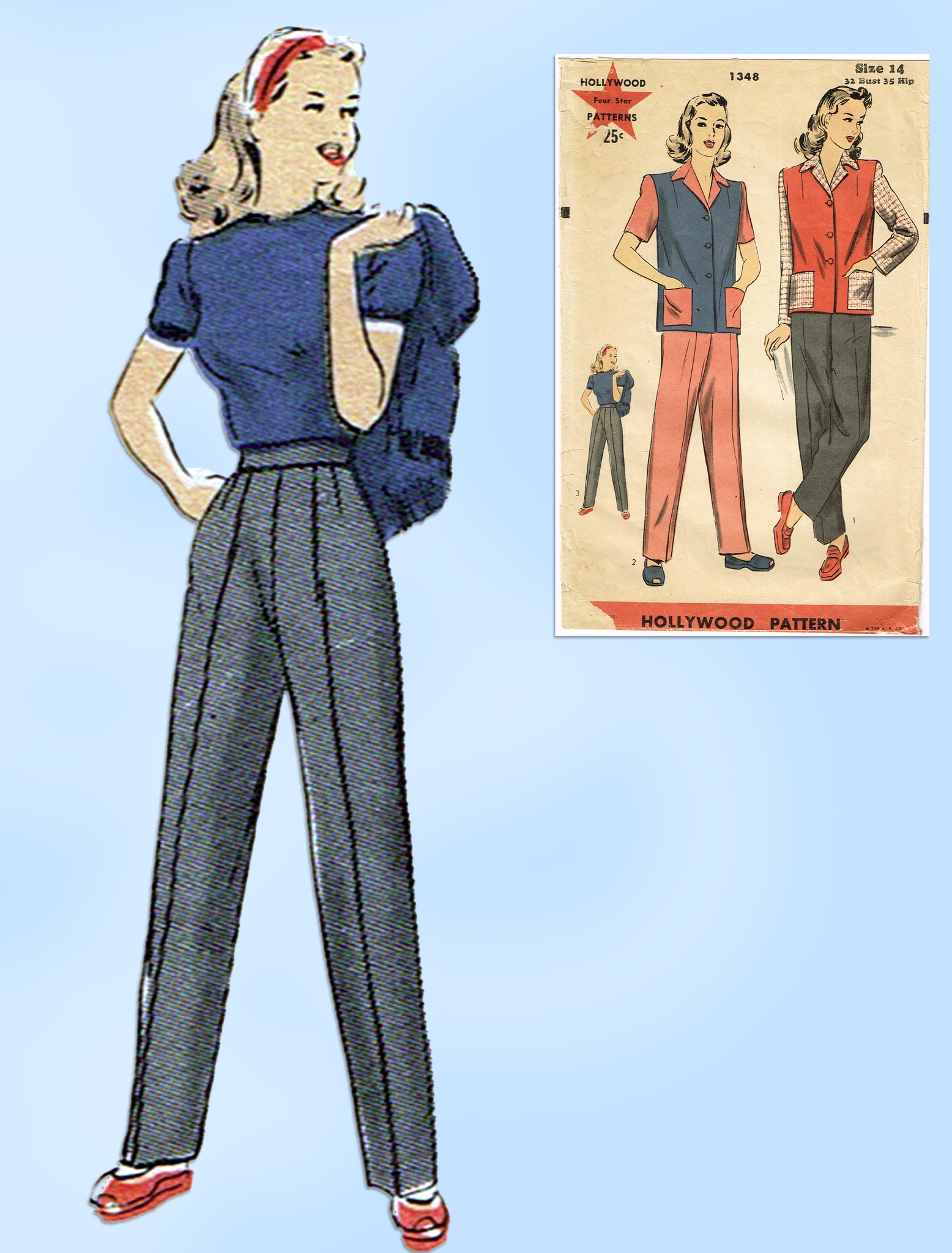 1940s Wartime Trousers and Blouse PDF Sewing Pattern Bust 34 - Etsy  Australia