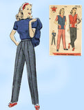 Hollywood 1348: 1940s Cute Misses Pants Suit Sz 32 B Vintage Sewing Pattern