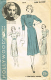 Hollywood 1514: 1930s Vintage Sewing Pattern Starlet Pat Patternson Afternoon Dress Sz 30 vintage4me2