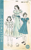 1930s VTG Hollywood Sewing Pattern 1534 Uncut Teen Girls Dress or Housecoat 34 B - Vintage4me2