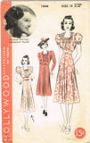 Hollywood 1606: 1930s Vintage Sewing Pattern Starlet Eleanor Whitney Afternoon Dress Sz 32 Vintage4me2