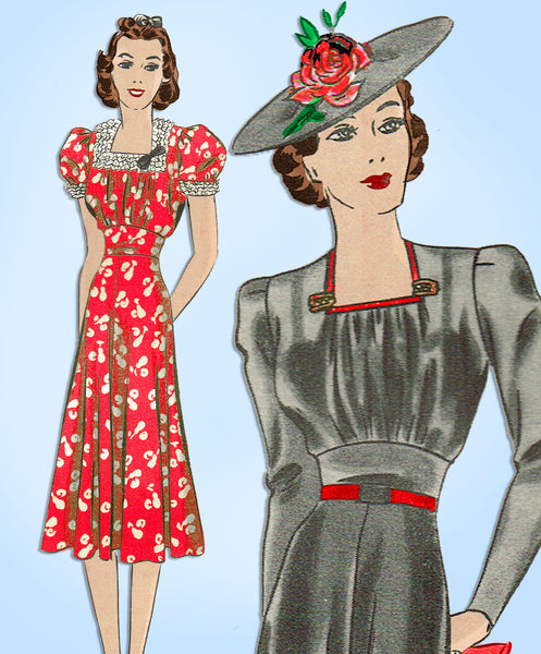 Hollywood 1606: 1930s Vintage Sewing Pattern Starlet Eleanor Whitney Afternoon Dress Sz 32 Vintage4me2