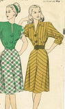 1940s Original Vintage Hollywood Sewing Pattern 1719 Misses WWII Dress Sz 30 B