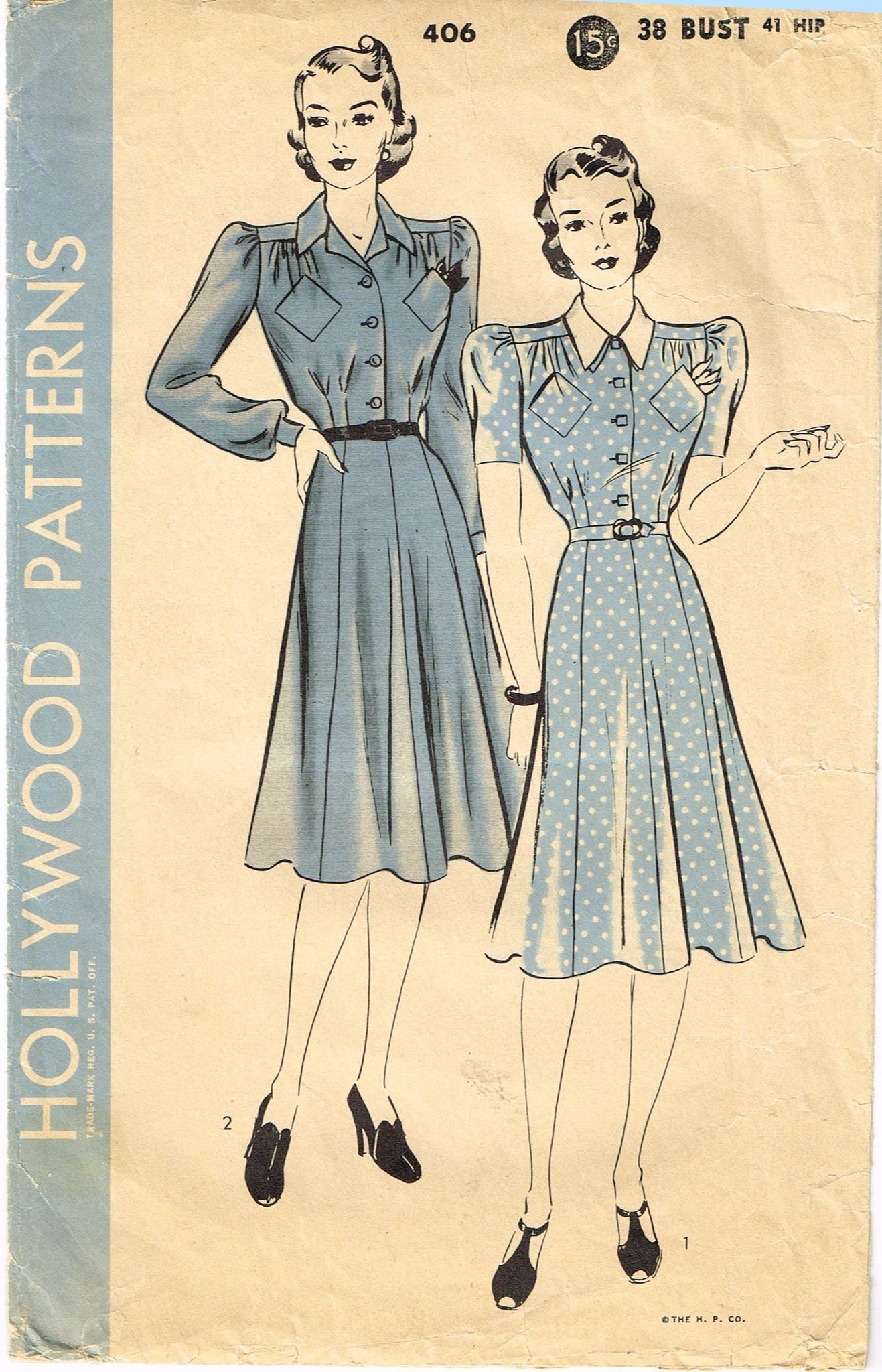 Hollywood 406: 1940s Misses Dress Size 38 Bust Vintage Sewing Pattern –  Vintage4me2