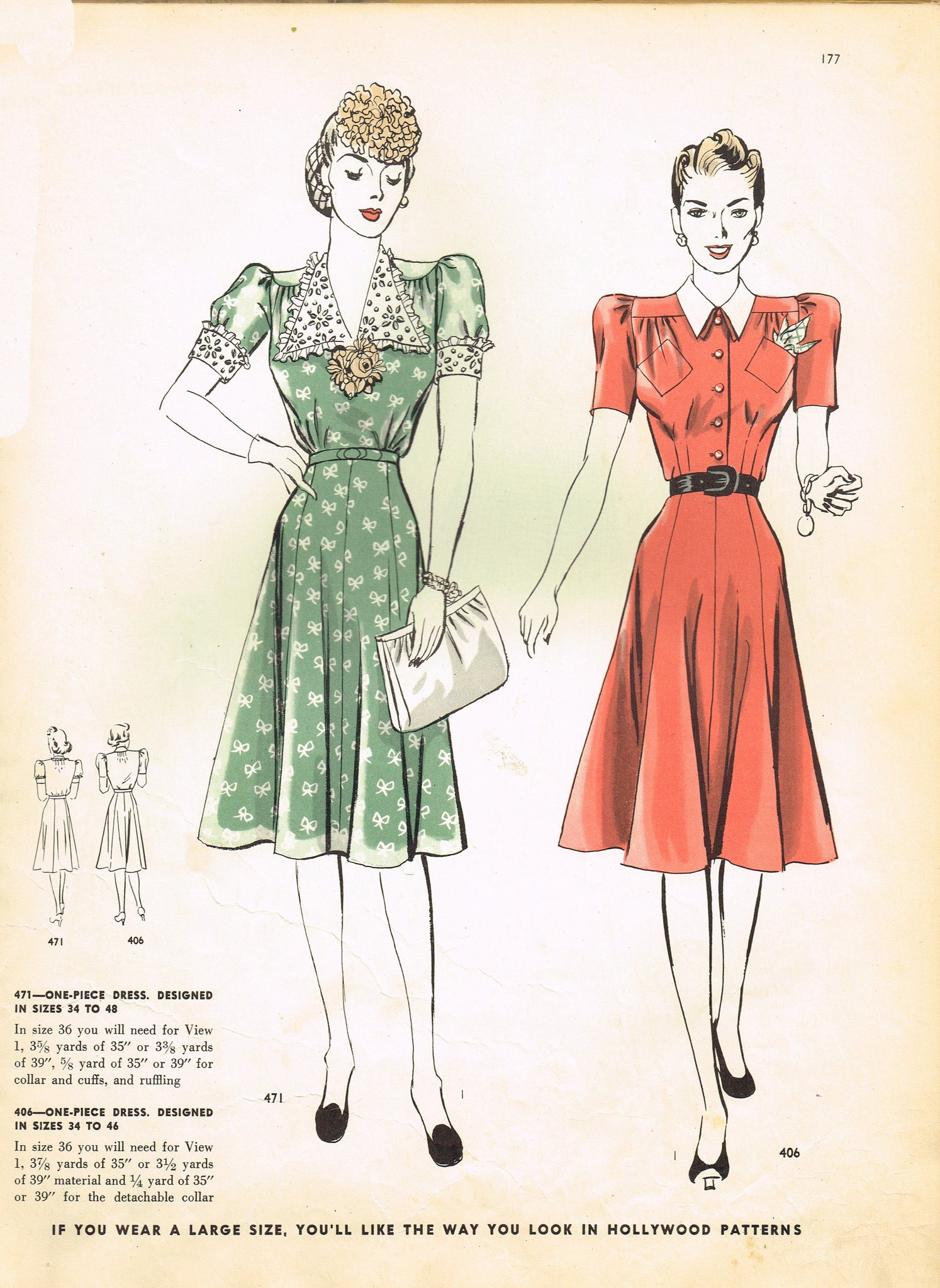 MOMSPatterns Vintage Sewing Patterns - Hollywood 1348 Vintage 40's