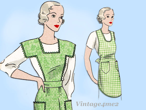 Hollywood 674: 1930s Rare Misses Apron Set Sz 36 to 38 B Vintage Sewing Pattern