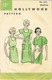 Hollywood 674: 1930s Rare Misses Apron Set Sz 36 to 38 B Vintage Sewing Pattern