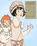 1920s Rare Ladies Home Journal Sewing Pattern 2610 Toddler Girls Apron & Cap Sz4 - Vintage4me2