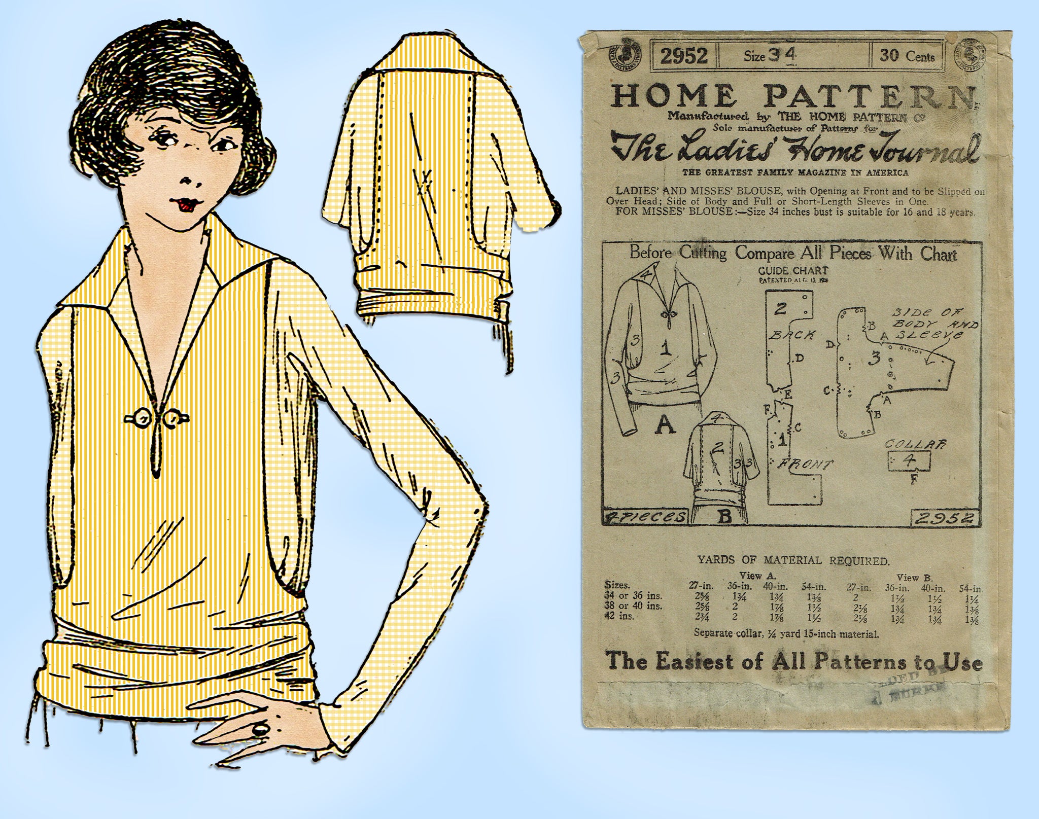 Ladies Home Journal 2989: 1920s Uncut buy Misses Blouse 42 B Vintage Sewing Pattern