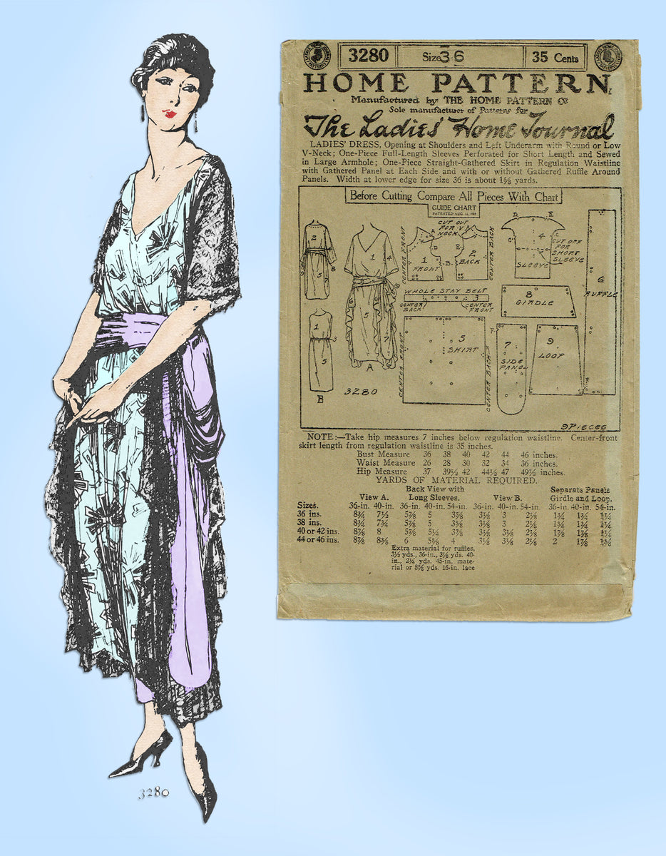 Ladies Home Journal 3280: 1920s Uncut Misses Dress 36 B Vintage Sewing ...