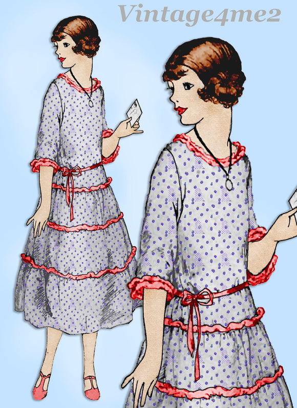 Ladies Home Journal 3282: 1920s Uncut Misses Dress 34 B Vintage Sewing Pattern