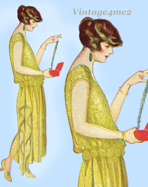 Ladies Home Journal 3713: 1920s Uncut Evening Gown 34 B Vintage Sewing Pattern