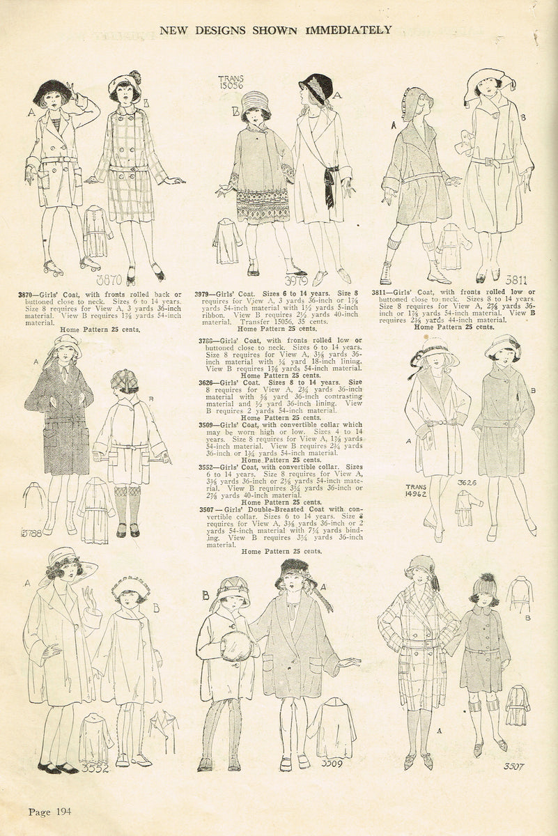 Ladies Home Journal 3979: 1920s Uncut Girls Coat Sz 8 Sewing Pattern ...