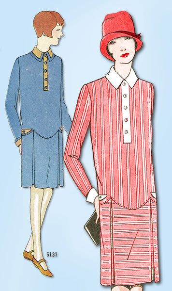 1920s Vintage Ladies Home Journal Sewing Pattern 5137 FF Girls Flapper Dress 10