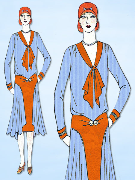 1920s VTG Ladies Home Journal Sewing Pattern 6254 Uncut Flapper Flounce Dress 36