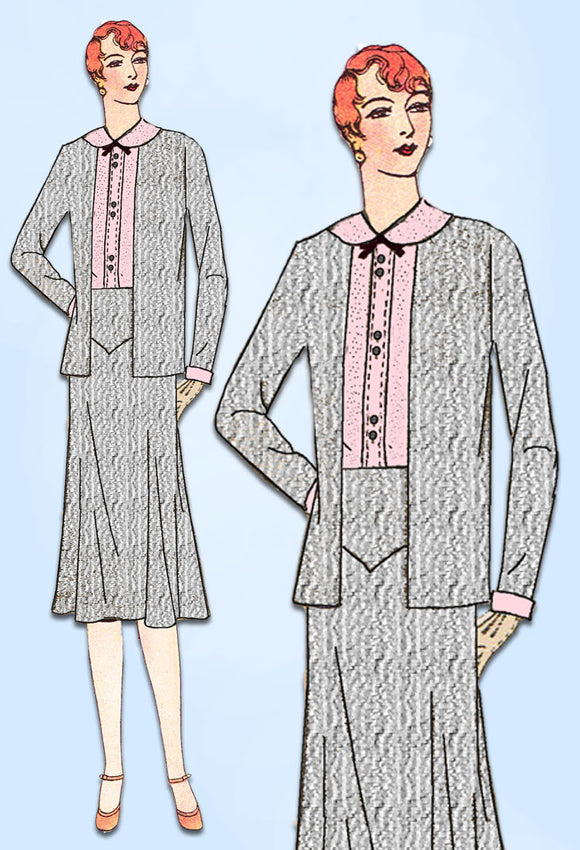 1930s VTG Ladies Home Journal Sewing Pattern 6589 FF Great Depression Suit 34B