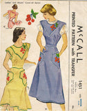 McCall's 1451: 1940s Misses Cherry Coverall Apron Sz MED Vintage Sewing Pattern