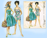 McCall's 5042: 1950s Cute Playsuit & Cover Skirt Sz 36 B Vintage Sewing Pattern