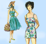 McCall's 5042: 1950s Cute Playsuit & Cover Skirt Sz 36 B Vintage Sewing Pattern