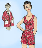 Anne Adams 4690: 1950s Cute Playsuit & Beach Coat Sz 37 B Vintage Sewing Pattern