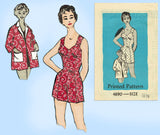 Anne Adams 4690: 1950s Cute Playsuit & Beach Coat Sz 37 B Vintage Sewing Pattern