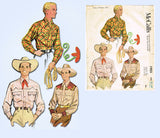 1950s Vintage McCall Sewing Pattern 1925 Mens Embroidered Western Shirt Size Med