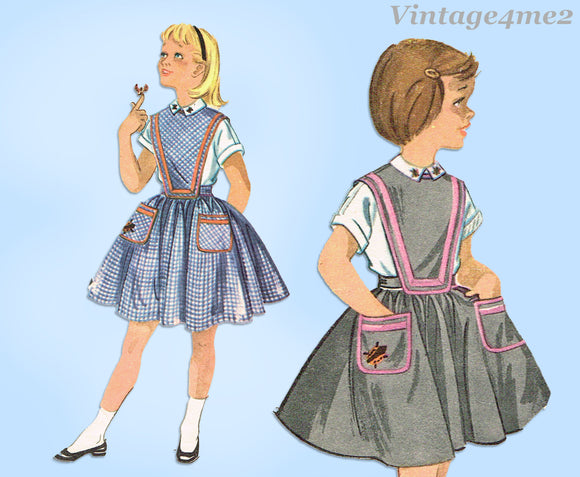 1950s Vintage McCalls Sewing Pattern 2028 Lady Bug Girls Pinafore Dress Sz 4