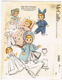 1950s Vintage McCalls Sewing Pattern 2183 Betsy Wetsy 15-17 Baby Doll Clothes