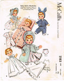 1950s Vintage McCalls Sewing Pattern 2183 Betsy Wetsy 13-14" Baby Doll Clothes