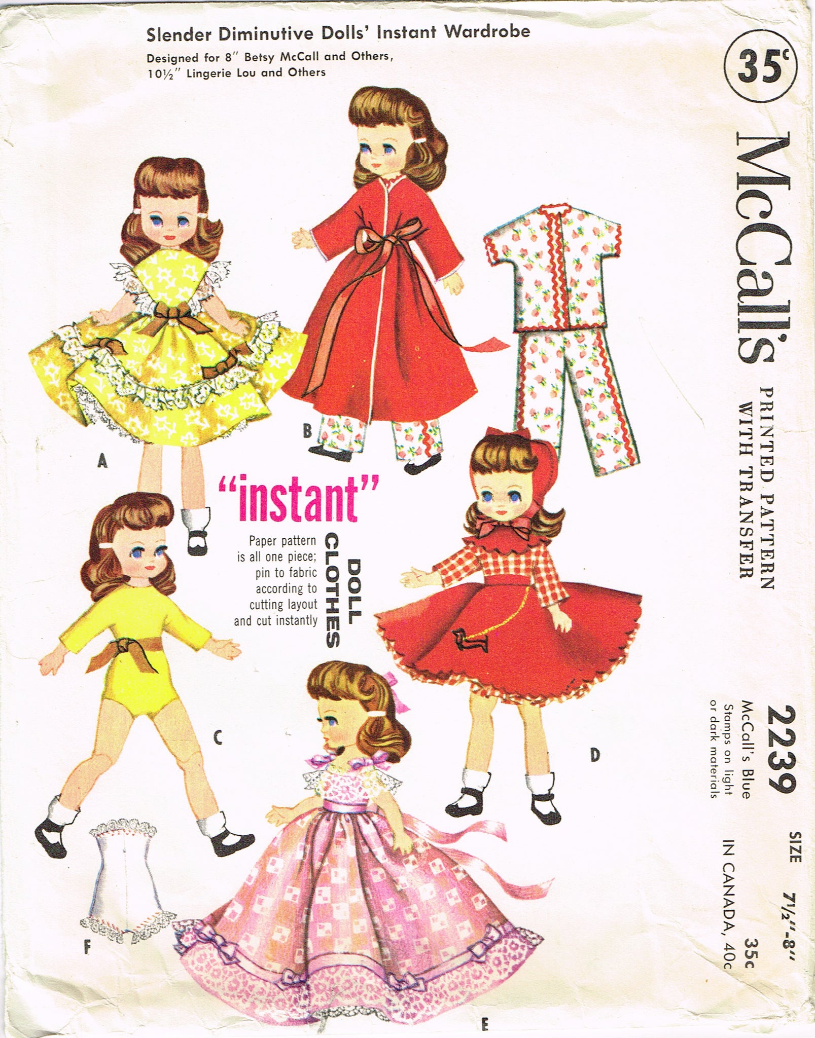 1940s Vintage McCall Pattern 1089 Uncut 18in WWII Bridal Doll