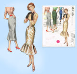 1950s Vintage McCall Sewing Pattern 3482 Misses Pencil Skirt w Flounce Sz 24 W