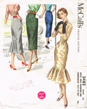 1950s Vintage McCall Sewing Pattern 3482 Misses Pencil Skirt w Flounce Sz 24 W