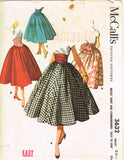 McCall 3632: 1950s Stunning Misses Full Skirt Sz 26 Waist Vintage Sewing Pattern