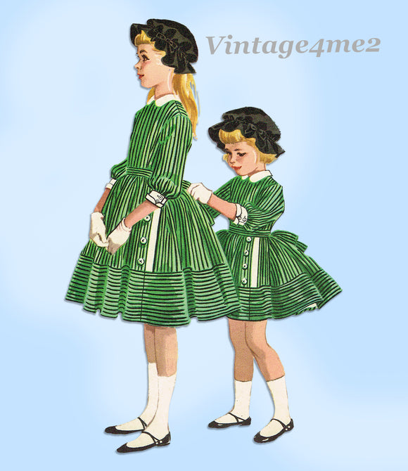 McCall's 4205: 1950s Helen Lee Girls Dress & Hat Size 6 Vintage Sewing Pattern