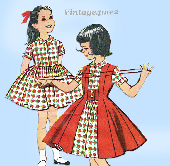 1950s Vintage McCall's Sewing Pattern 4426 Uncut Girls Dress & Redingote Size 8