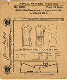 1910s Rare McCalls Sewing Pattern 4900 Darlin Uncut Toddler Girls Apron Size 4