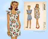 McCall 6071: 1940s Rare WWII Girls 2 Piece Playsuit Sz 8 Vintage Sewing Pattern