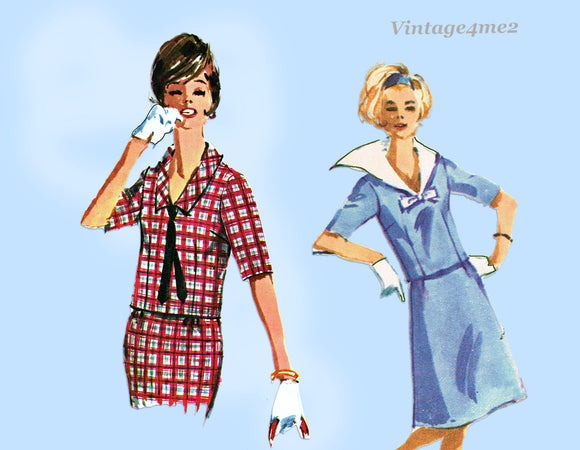 McCall 6119: 1960s Uncut 2 Piece Sailor Dress Sz 36 Bust Vintage Sewing Pattern