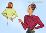 McCall 6183: 1940s Stunning Misses Raglan Blouse Sz 30 B Vintage Sewing Pattern