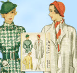 McCall 7758: 1930s Uncut Misses Long Lean Coat Sz 38 Bust Vintage Sewing Pattern - Vintage4me2 