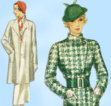 McCall 7758: 1930s Uncut Misses Long Lean Coat Sz 38 Bust Vintage Sewing Pattern - Vintage4me2