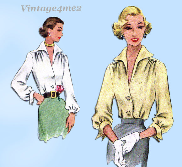 McCall 7768: 1940s Glamorous Misses Blouse Size 32 Bust Vintage Sewing Pattern