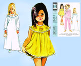 1960s Vintage McCalls Sewing Pattern 8352 Uncut Toddler Girls Nightgown & Pjs Sz 6