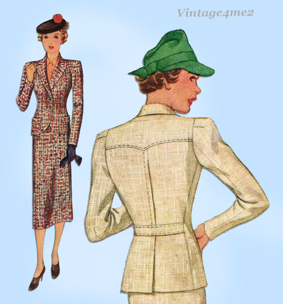 McCall 9148: 1930s Uncut Misses Tailored Suit Sz 38 Bust Vintage Sewing Pattern