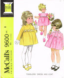 McCall 9600: 1960s Uncut Baby Girls Dress & Coat Sz 2 Vintage Sewing Pattern