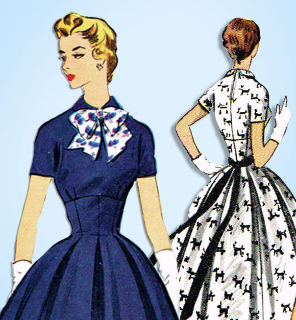 1950s Original Vintage McCalls Sewing Pattern 9698 Misses Empire Waist Dress 30B - Vintage4me2