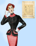 Modes Royale 1112: 1950s Rare Misses Designer Suit Sz 30B Vintage Sewing Pattern